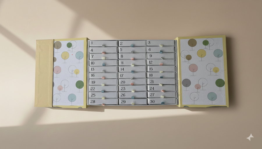Intérieur du calendrier de l'Avent ouvert