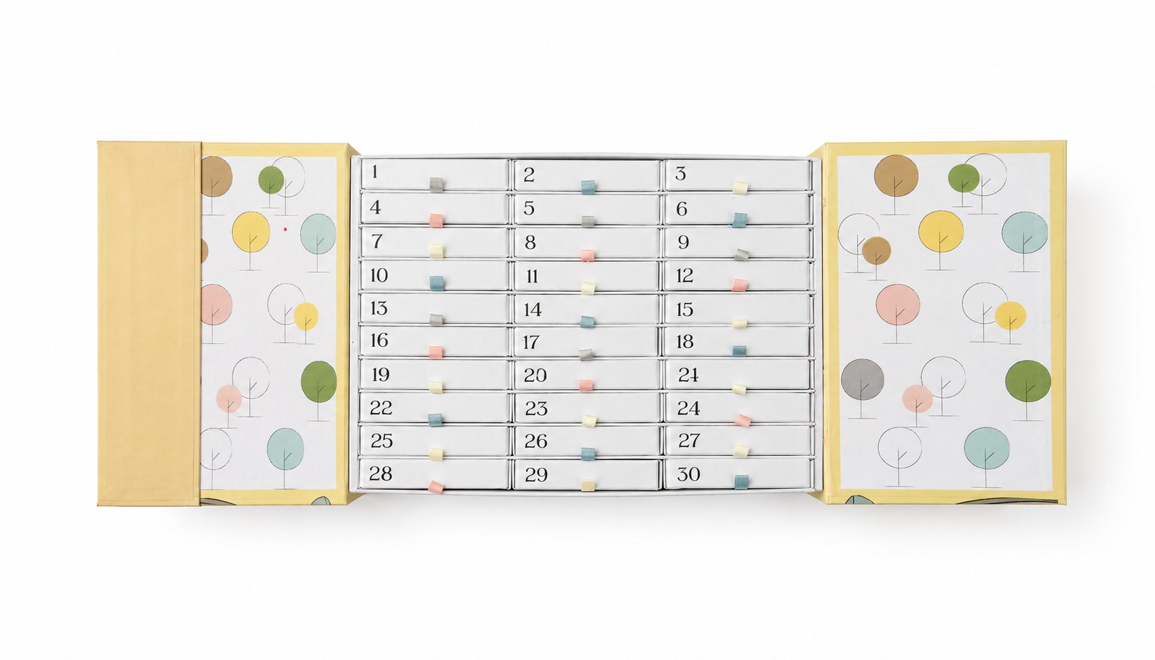 Petits Gestes Grandes Valeurs, calendrier ouvert avec cartes des valeurs